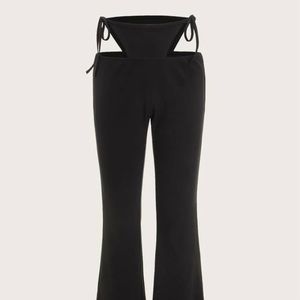 Cutout tie waisted flare leg pants